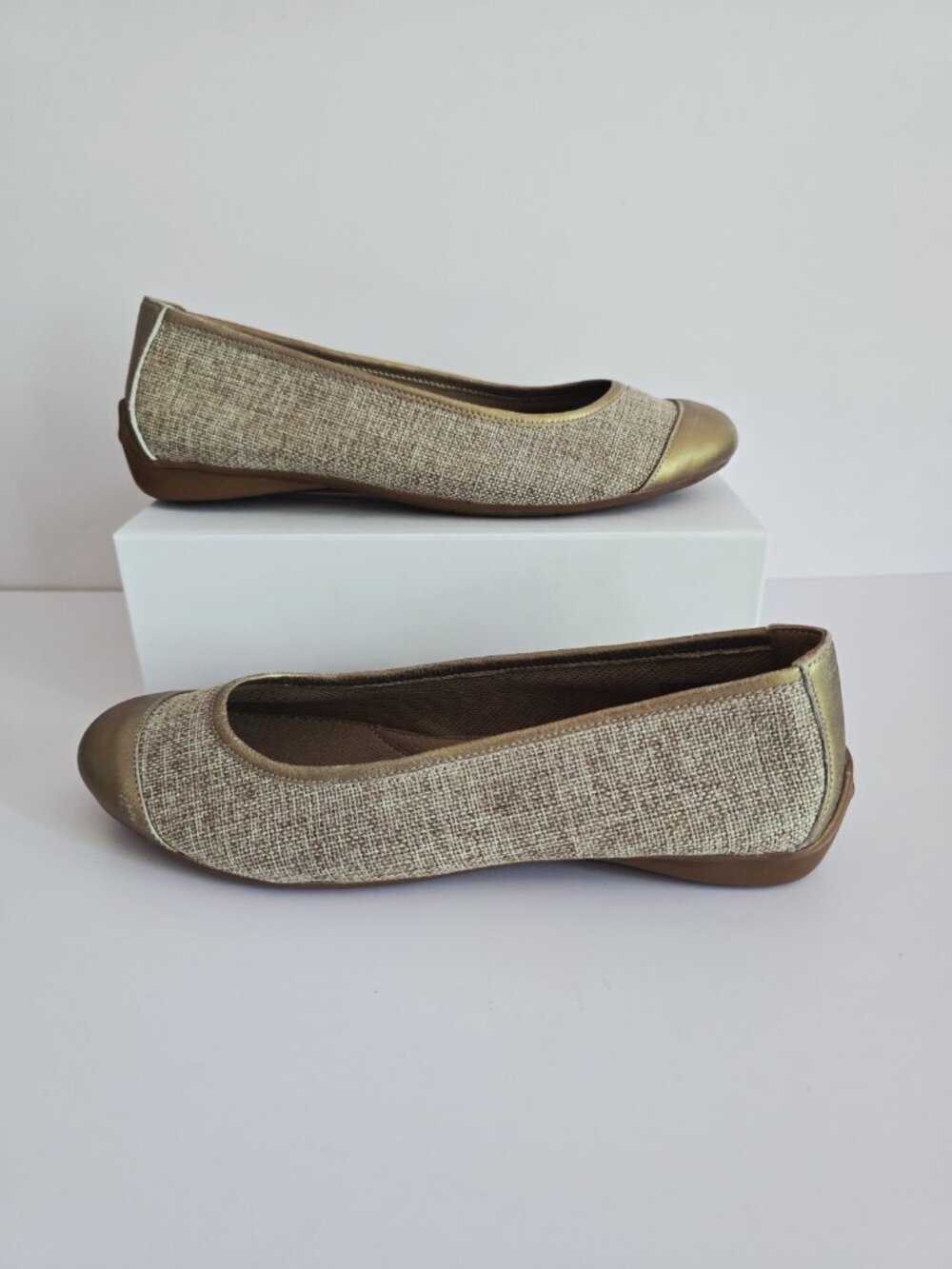 Pluggz Grounding Earthing Cap Toe Ballet Flats Shoes 8 Slip On Leather Fabric